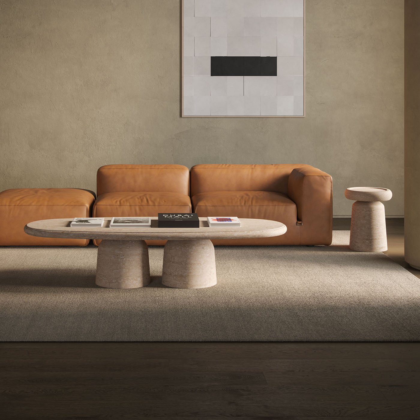 Nissa Travertine Side Table