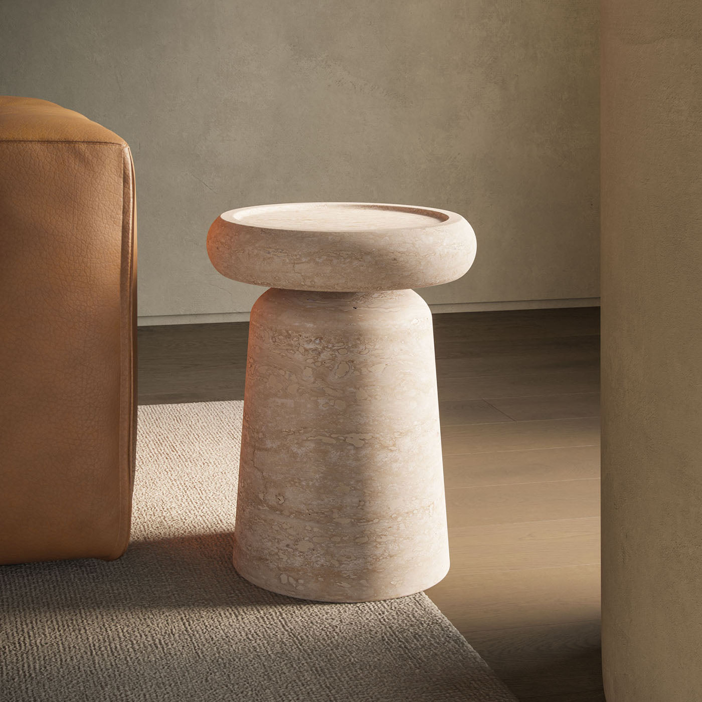 Nissa Travertine Side Table