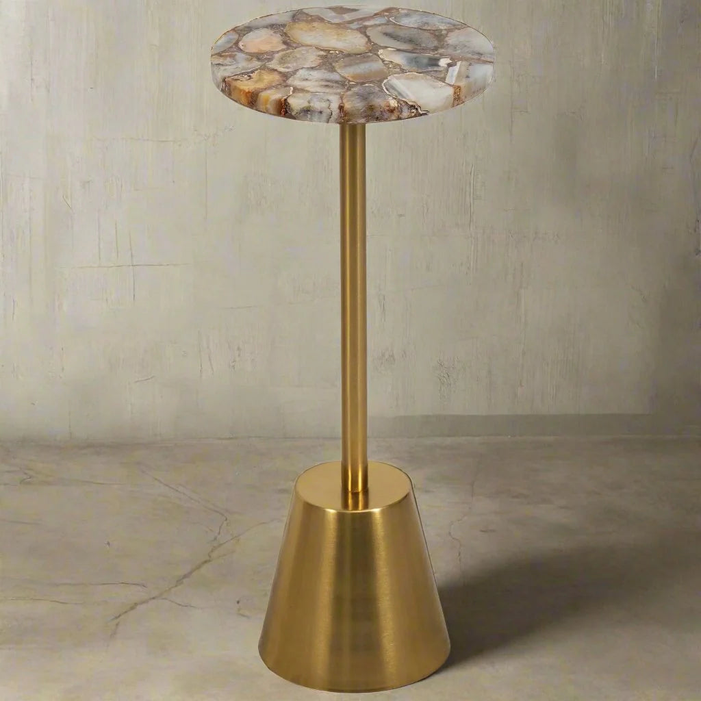Agate Accent Table, Gold