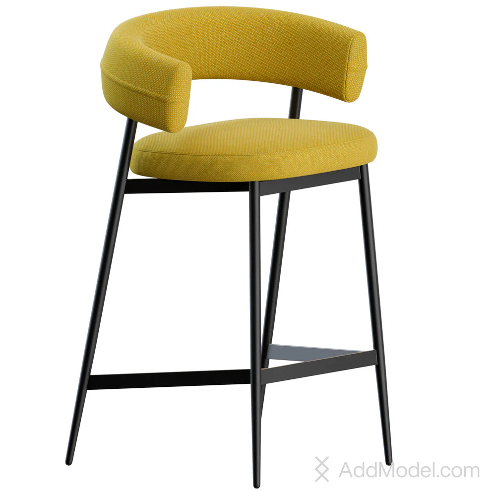 Nena Upholstered fabric stool with back