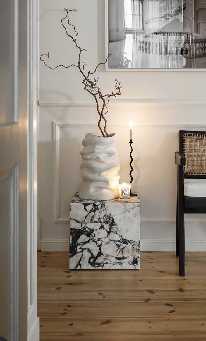 Copenhagen Calacatta Viola Marble Plinth Block Coffee Table
