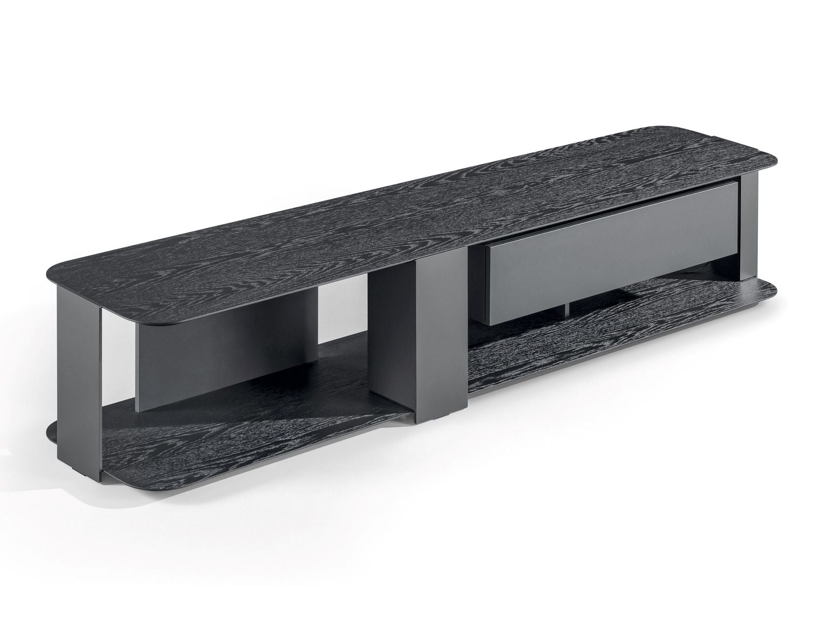 Bonaldo Paddle Low Wooden TV Cabinet with Lacquered Drawer