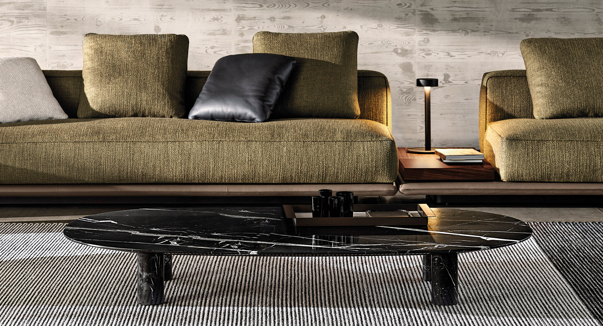 GLADSTONE Oval marble coffee table