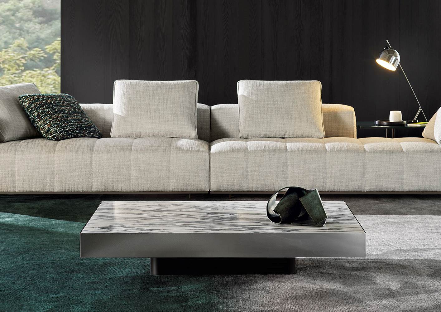 SOLID STEEL Low marble coffee table