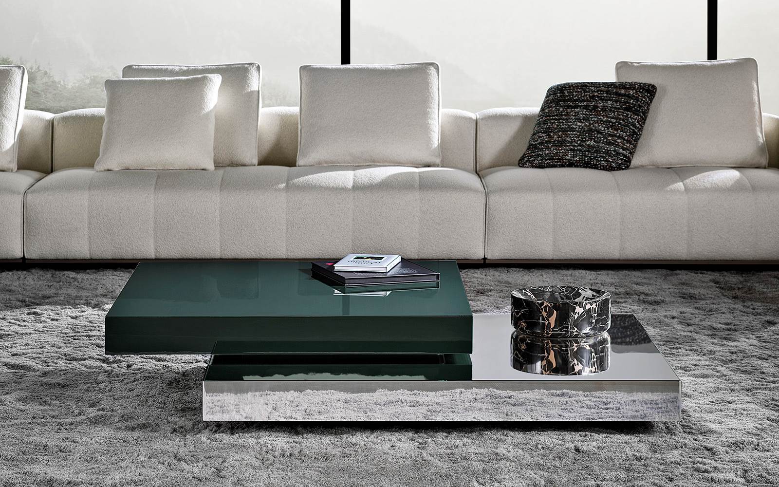 SOLID STEEL Low marble coffee table