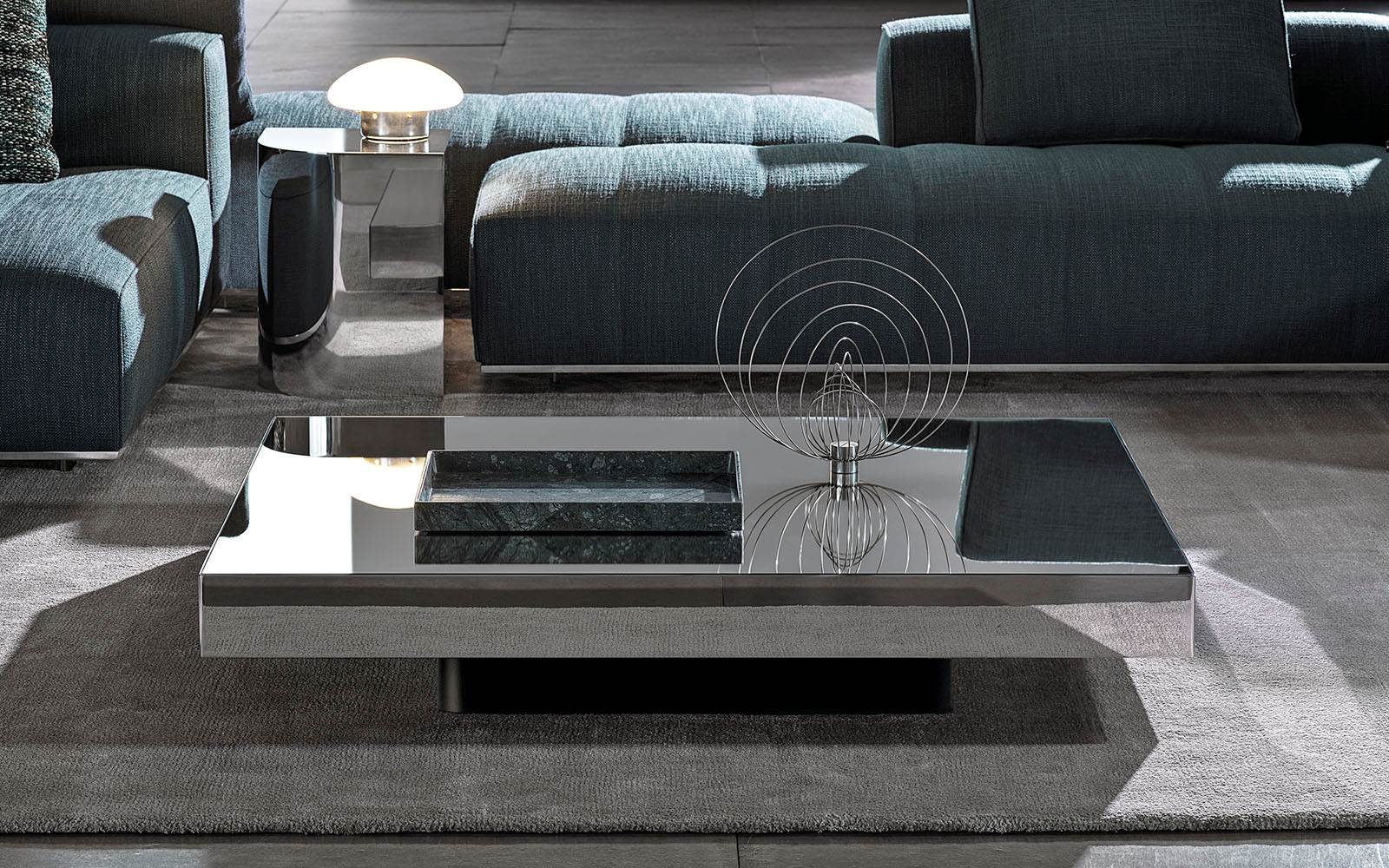 SOLID STEEL Low marble coffee table