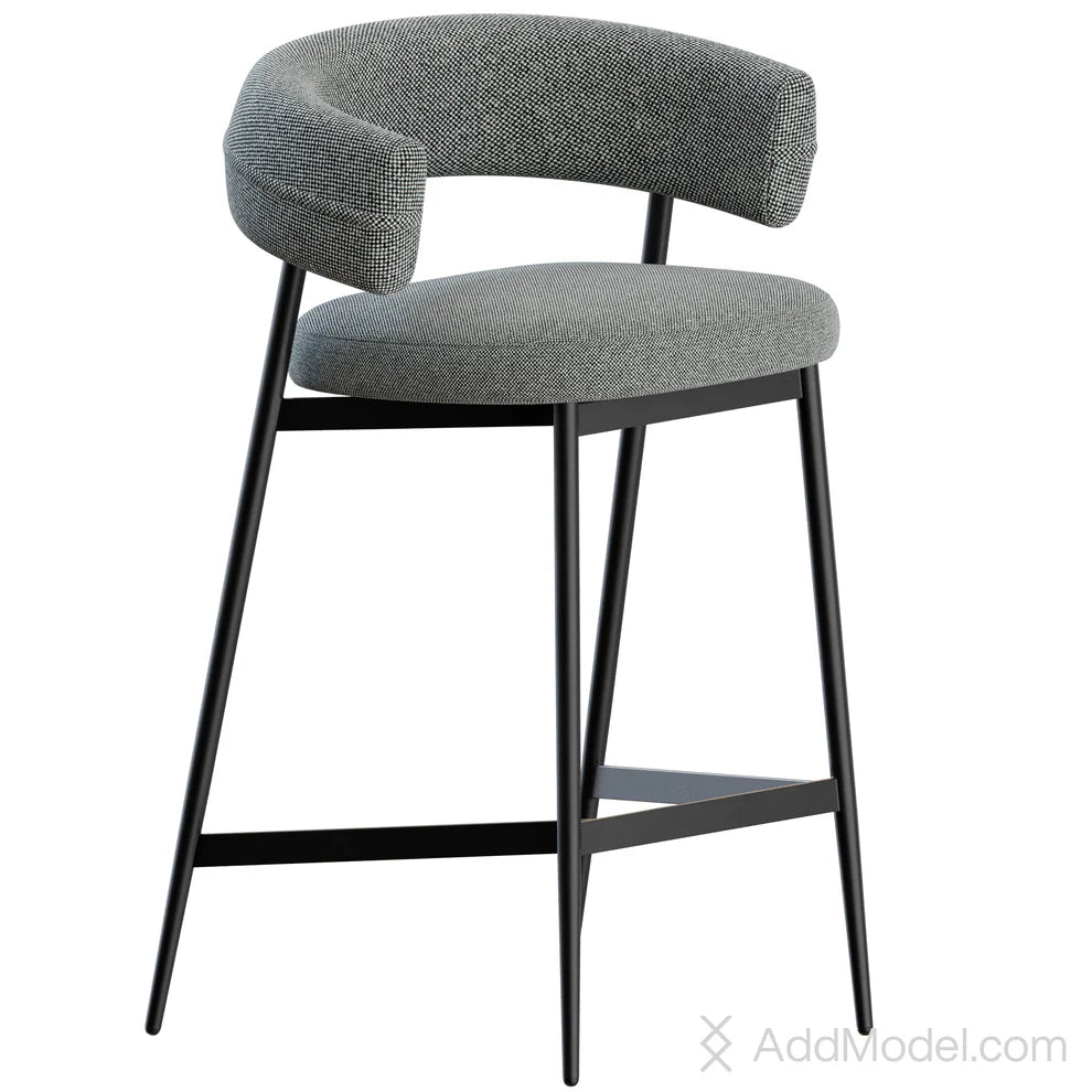 Nena Upholstered fabric stool with back