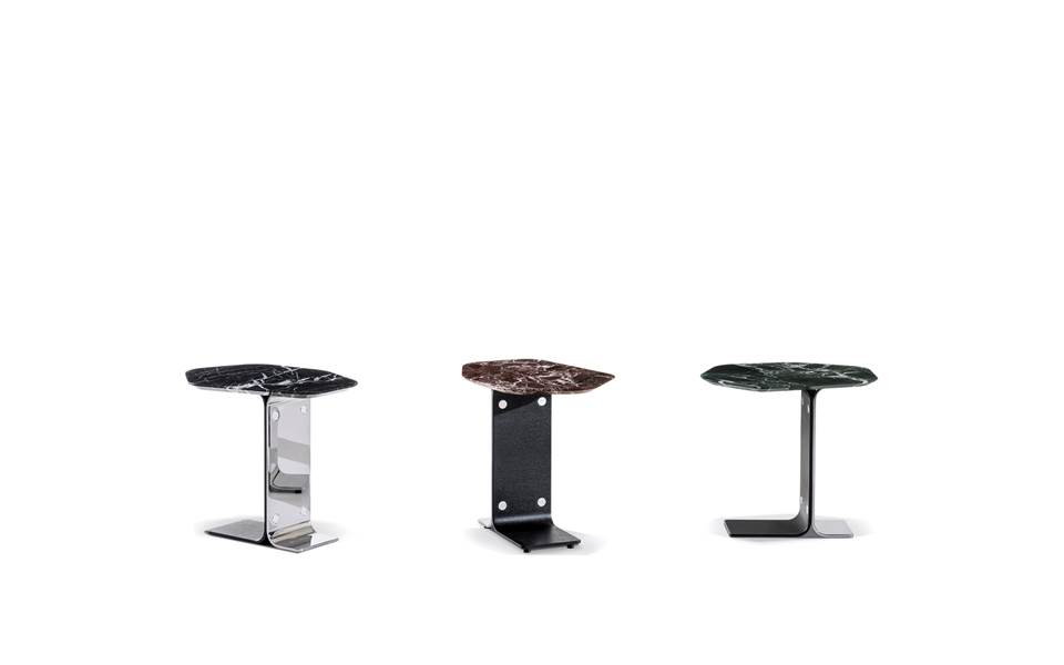 ETHAN Hexagonal Verde Lepanto marble, ash and chrome plated side table