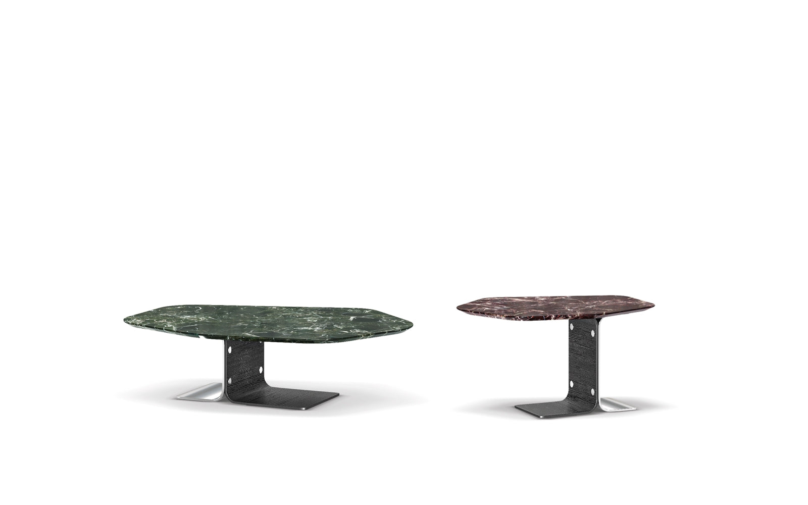ETHAN Hexagonal Verde Lepanto marble, ash and chrome plated side table