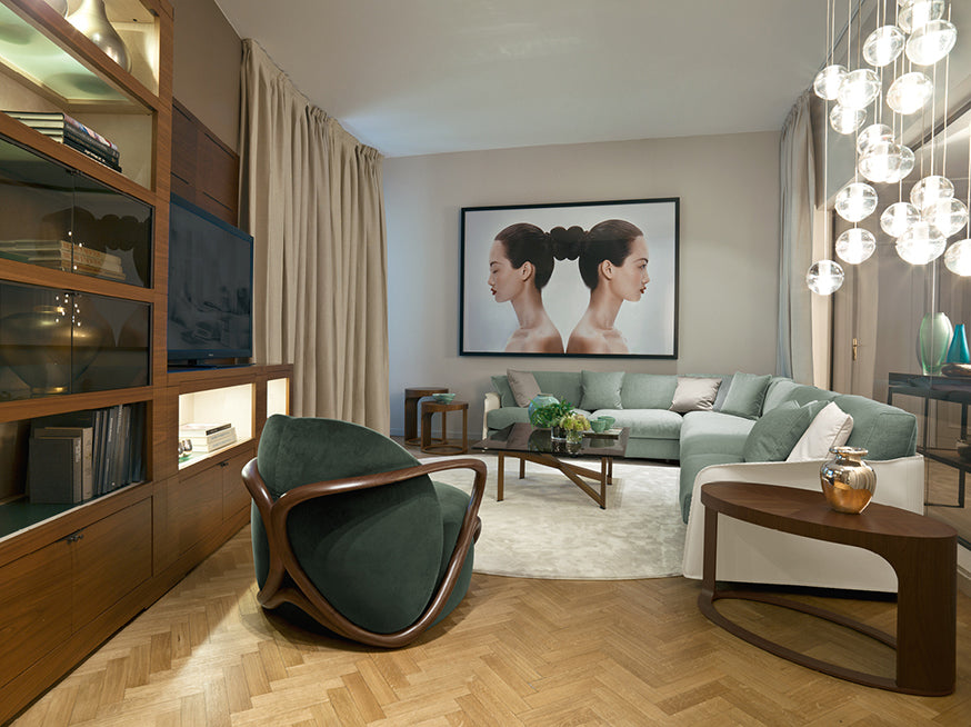 LING Oval wooden coffee table