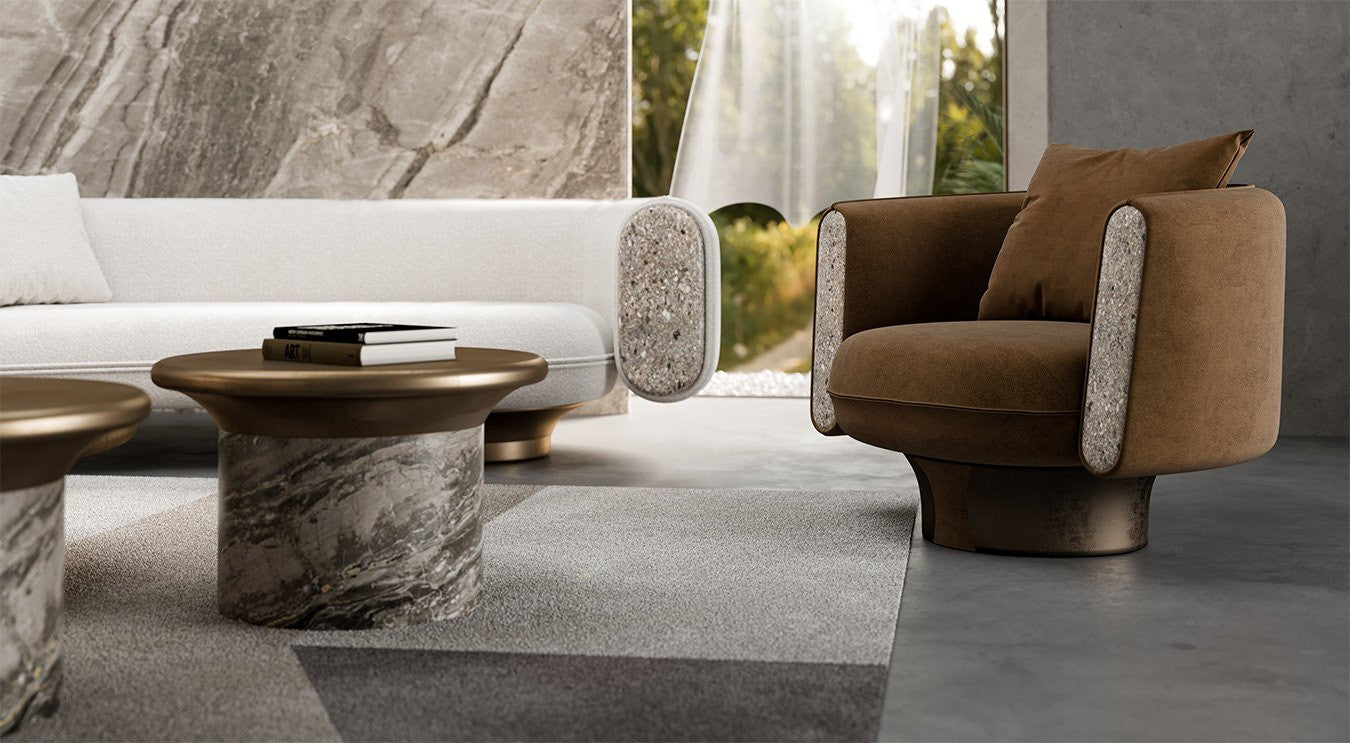 SUSPENCE Swivel armchair with armrests