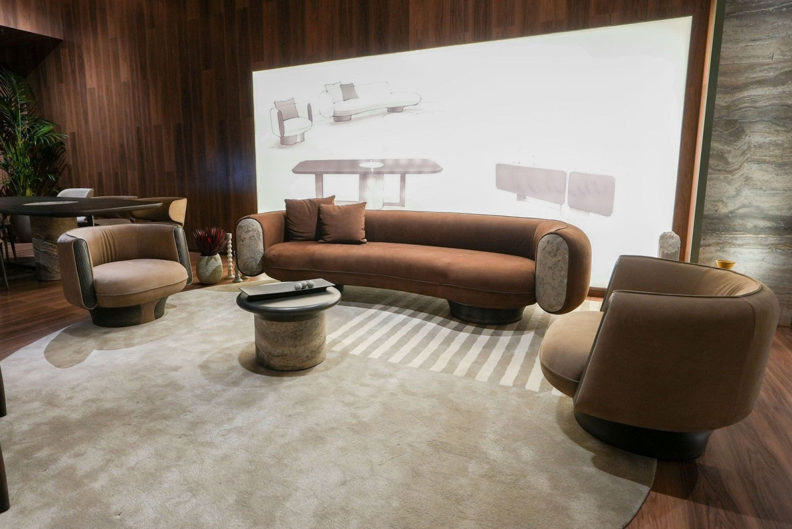 SUSPENCE Swivel armchair with armrests