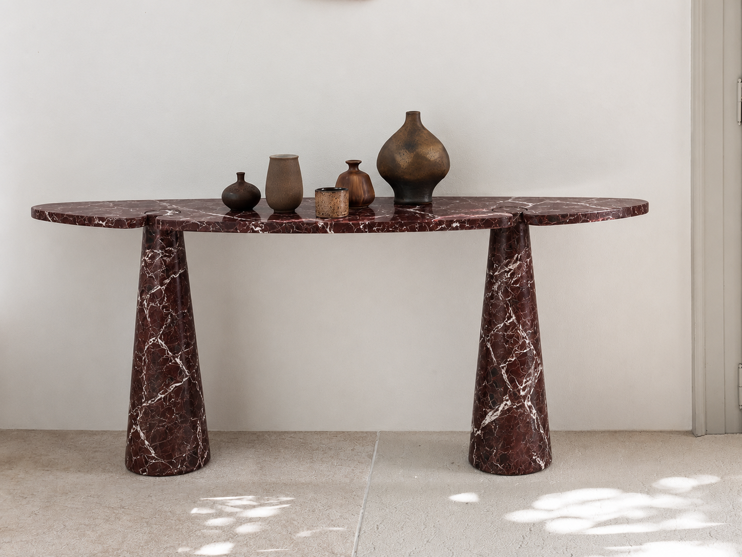 Demilune Rosso Marble Console Table