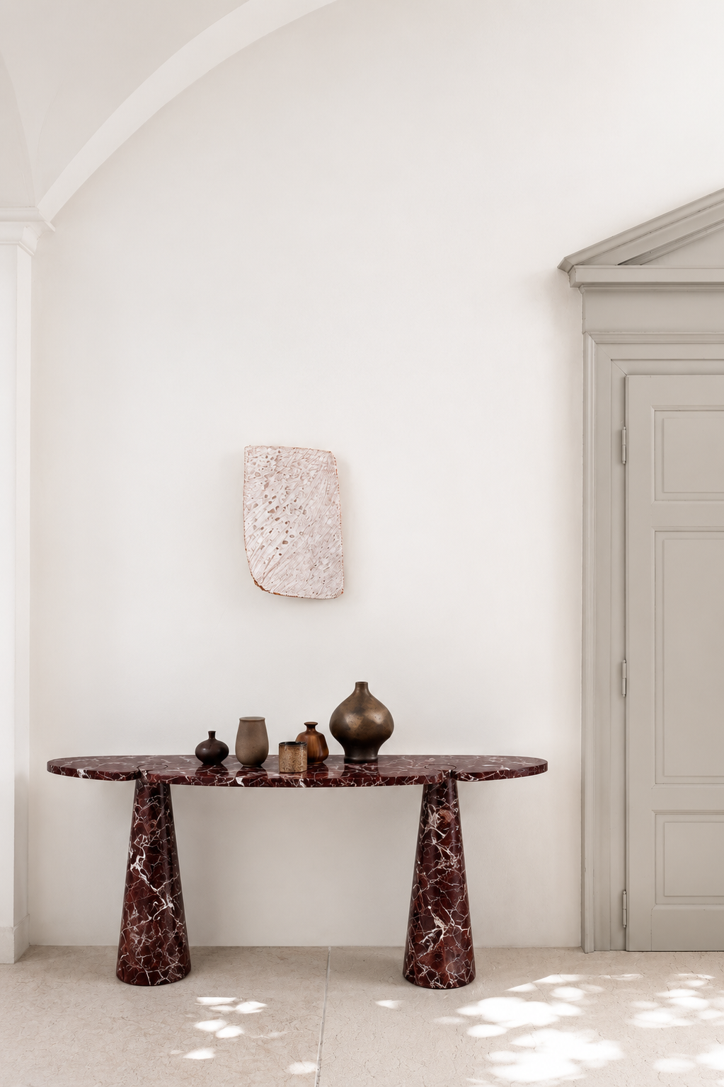 Demilune Rosso Marble Console Table