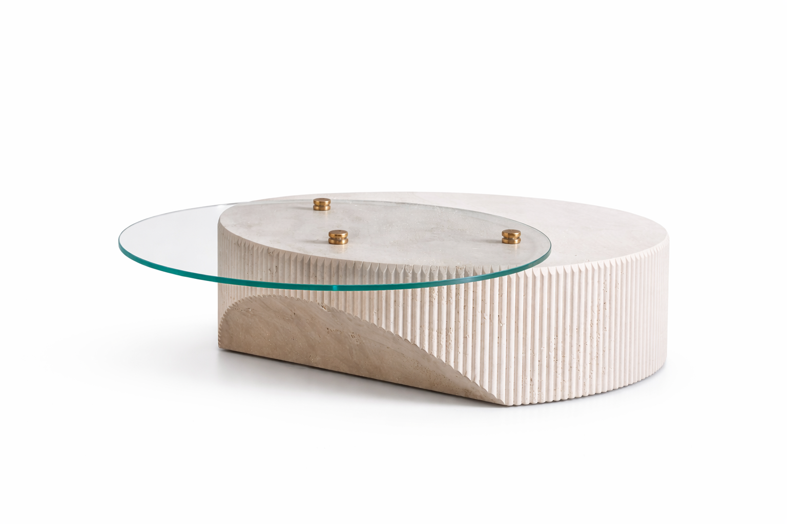Constellation Travertine Marble & Brass Coffee Table