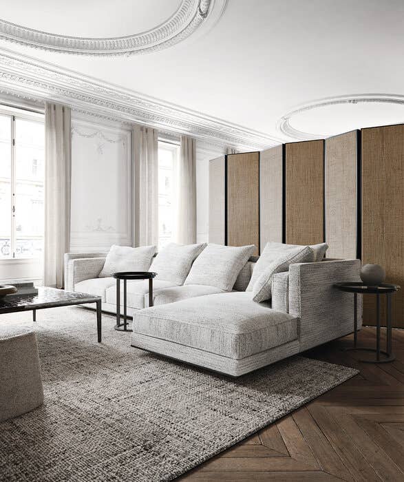 FLORIUS Fabric sofa with chaise longue