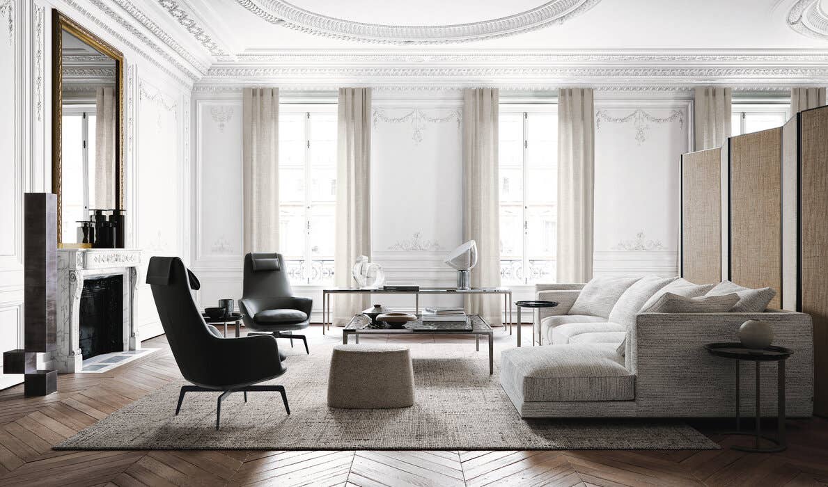 FLORIUS Fabric sofa with chaise longue
