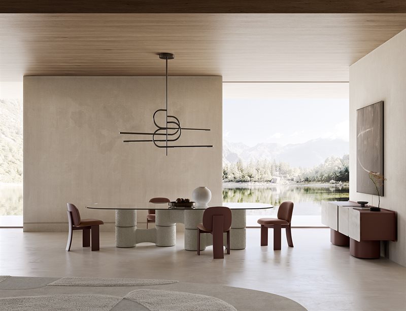 CLEMO Round travertine coffee table