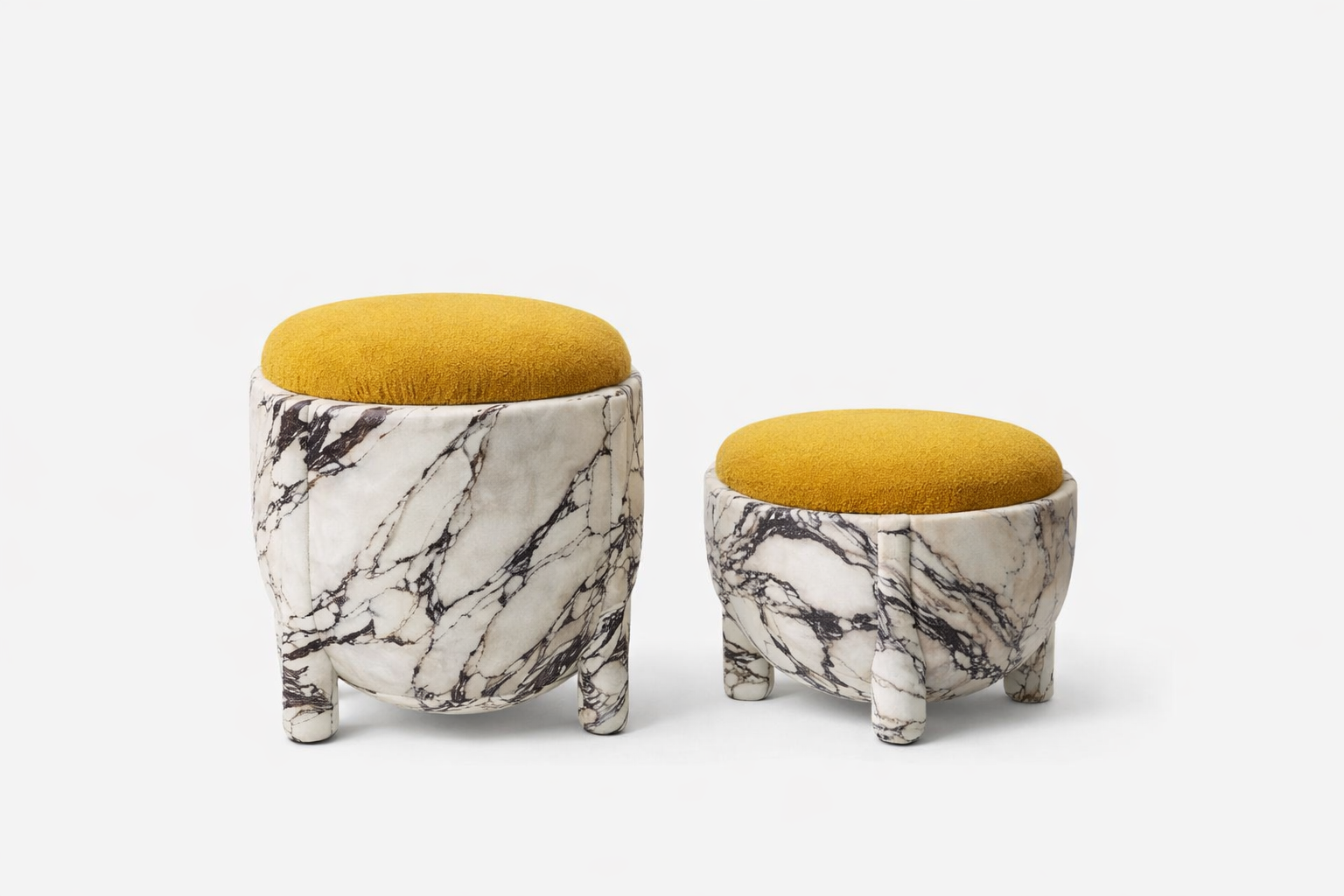 Regalia Calacatta Viola Marble Upholstered Stool