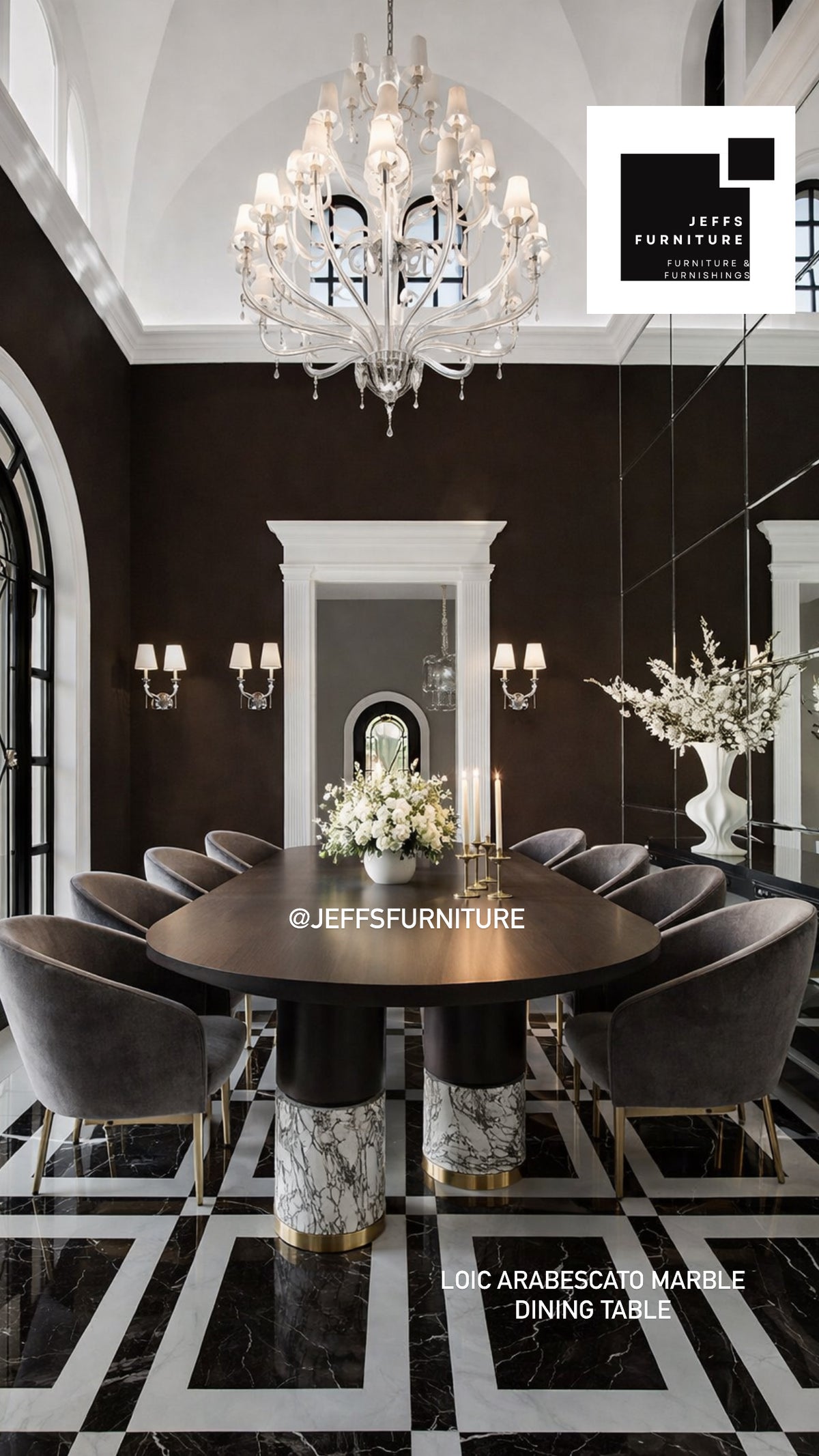 Loic Marble Plinth Dining Table – Jeffsfurniture
