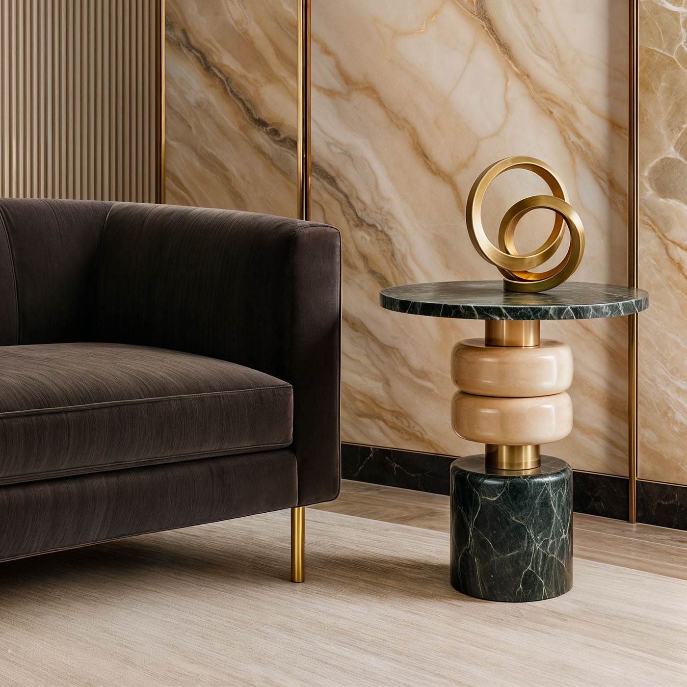 Marshmallow Marble & Brass Side Table