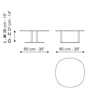 ISABEY Low coffee table with ceramic or wooden top