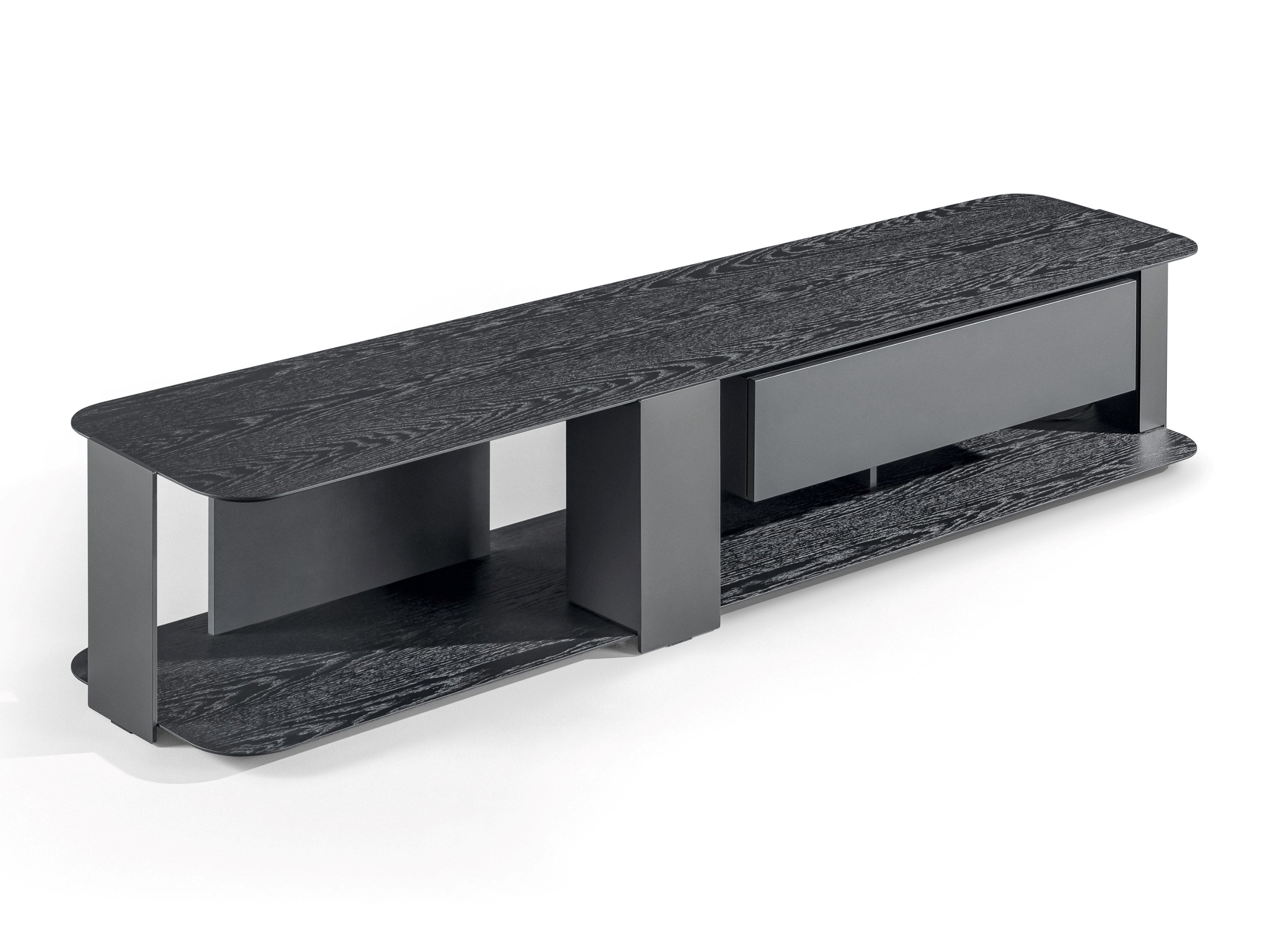 Bonaldo Paddle Low Wooden TV Cabinet with Lacquered Drawer