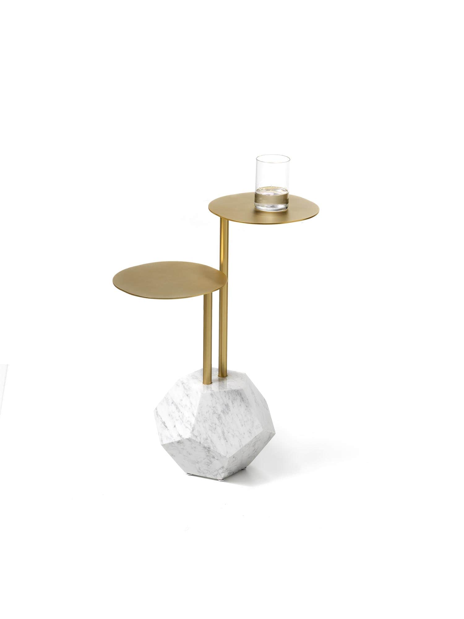 MR BROWN Coffee table with a double top and Carrara marble base