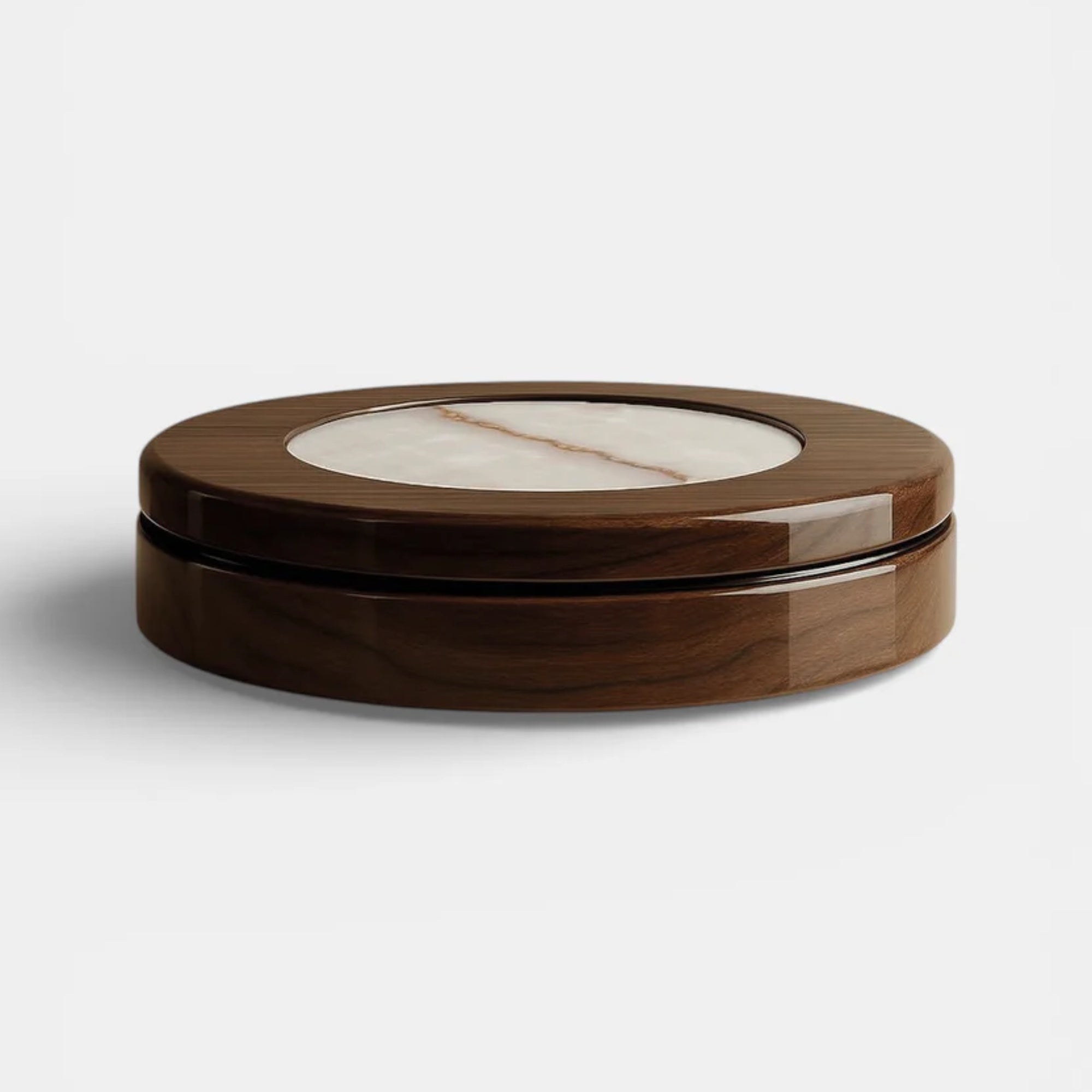 Yoyo Wood and Shell Onyx Coffee Table with casters