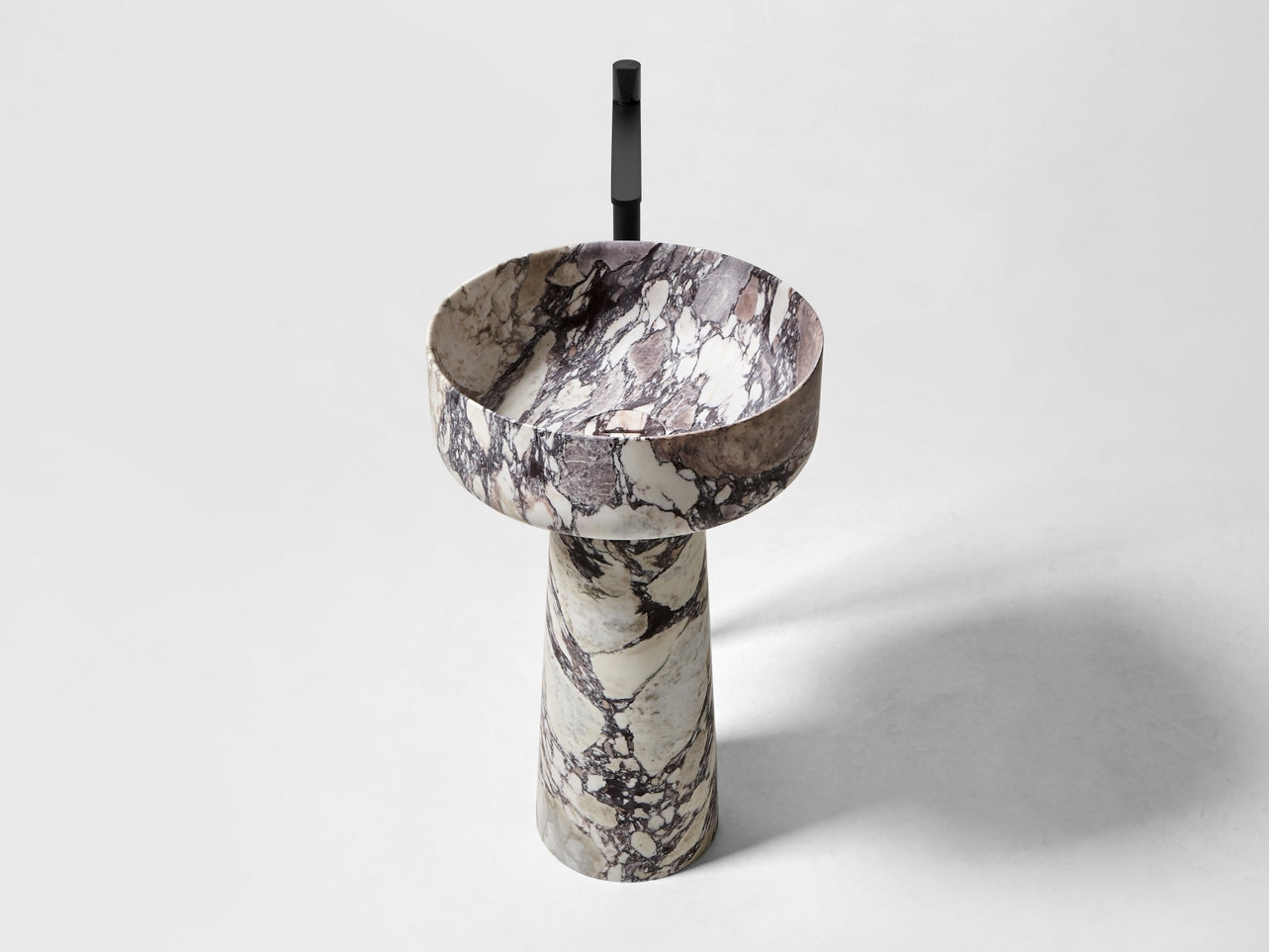 Round Calacatta Viola marble washbasin ALBUME112 + ALBUME21 by Antoniolupi