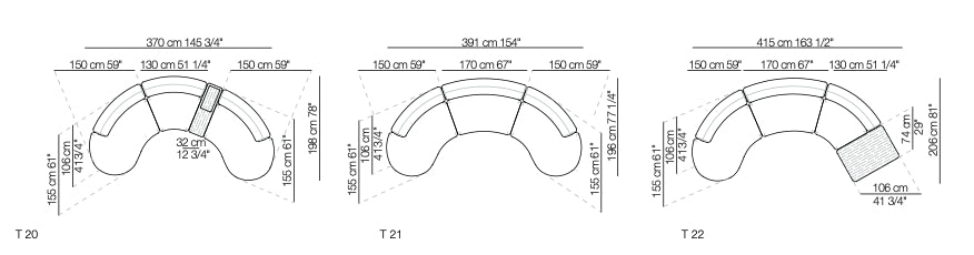 Tokio Modular curved fabric sofa
