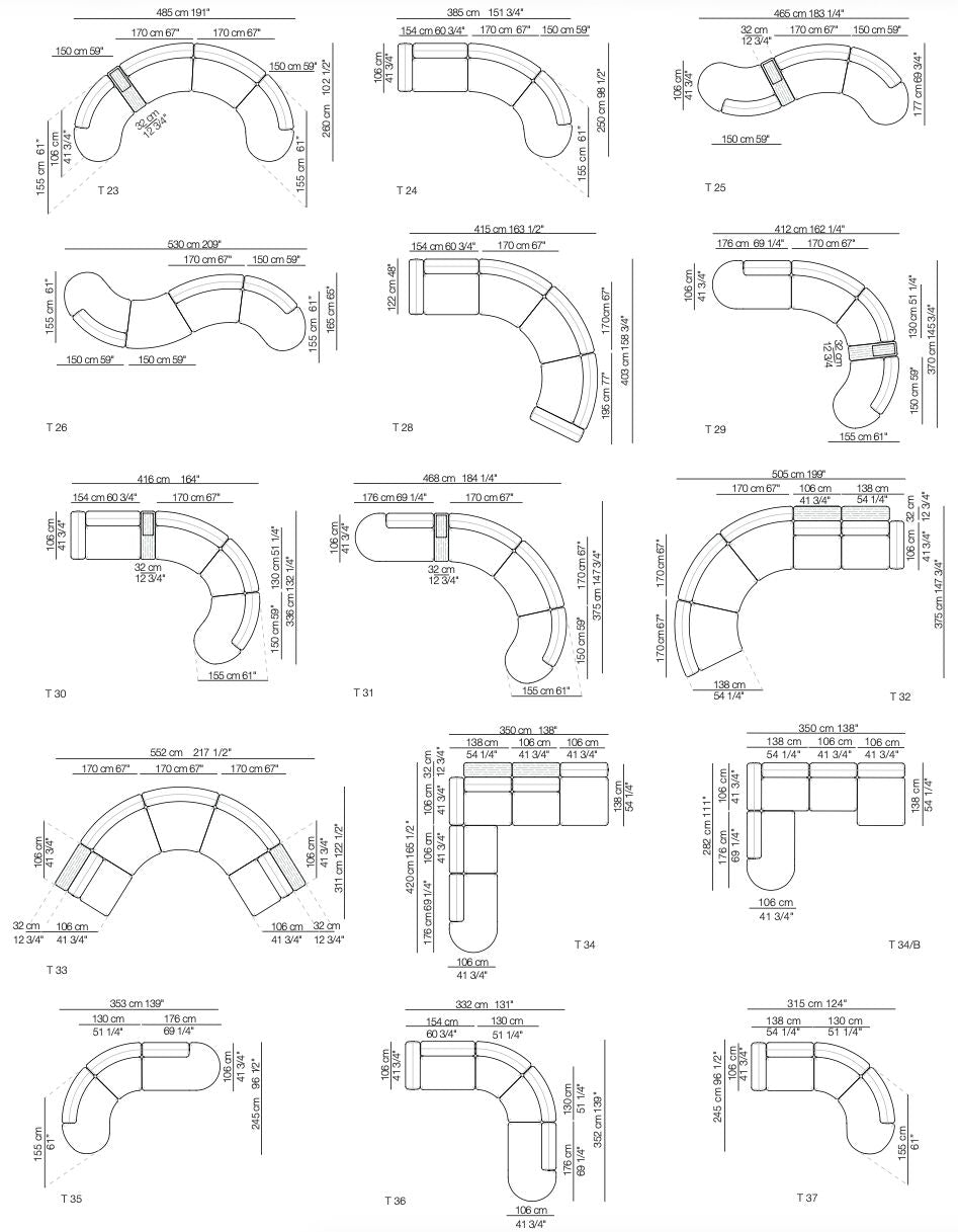 Tokio Modular curved fabric sofa