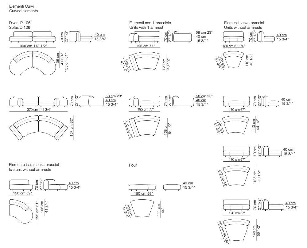 Tokio Modular curved fabric sofa