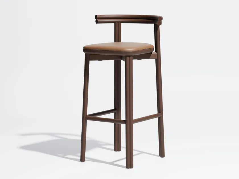 Twill Ash barstool with padded seat