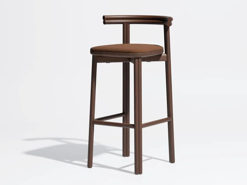 Twill Ash barstool with padded seat