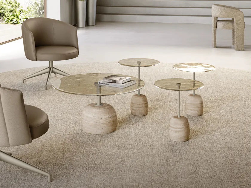 SIR Round glass coffee table