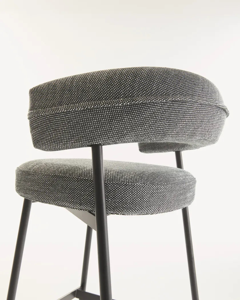 Nena Upholstered fabric stool with back