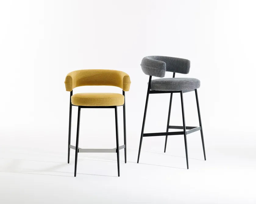 Nena Upholstered fabric stool with back