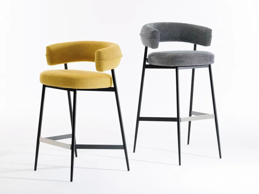 Nena Upholstered fabric stool with back