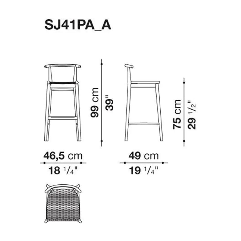 Jens High rope stool with footrest