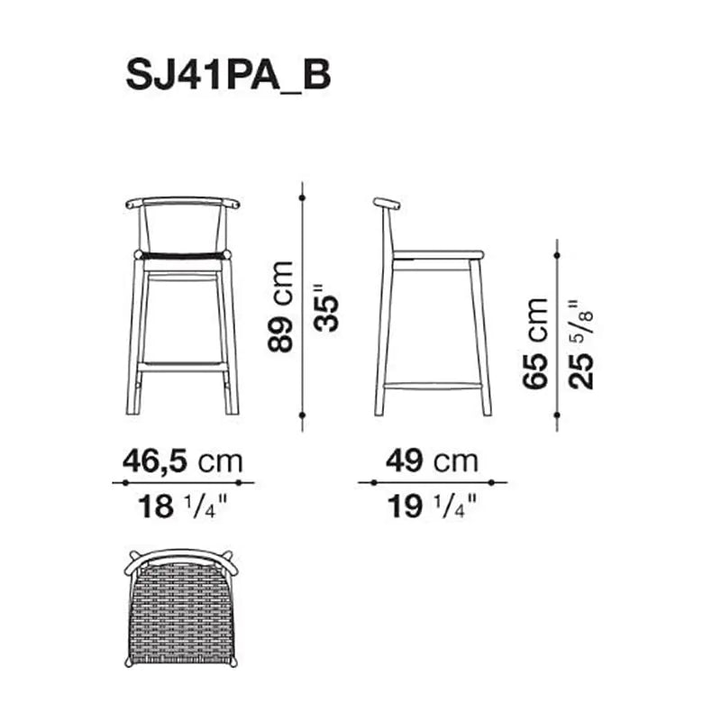 Jens High rope stool with footrest