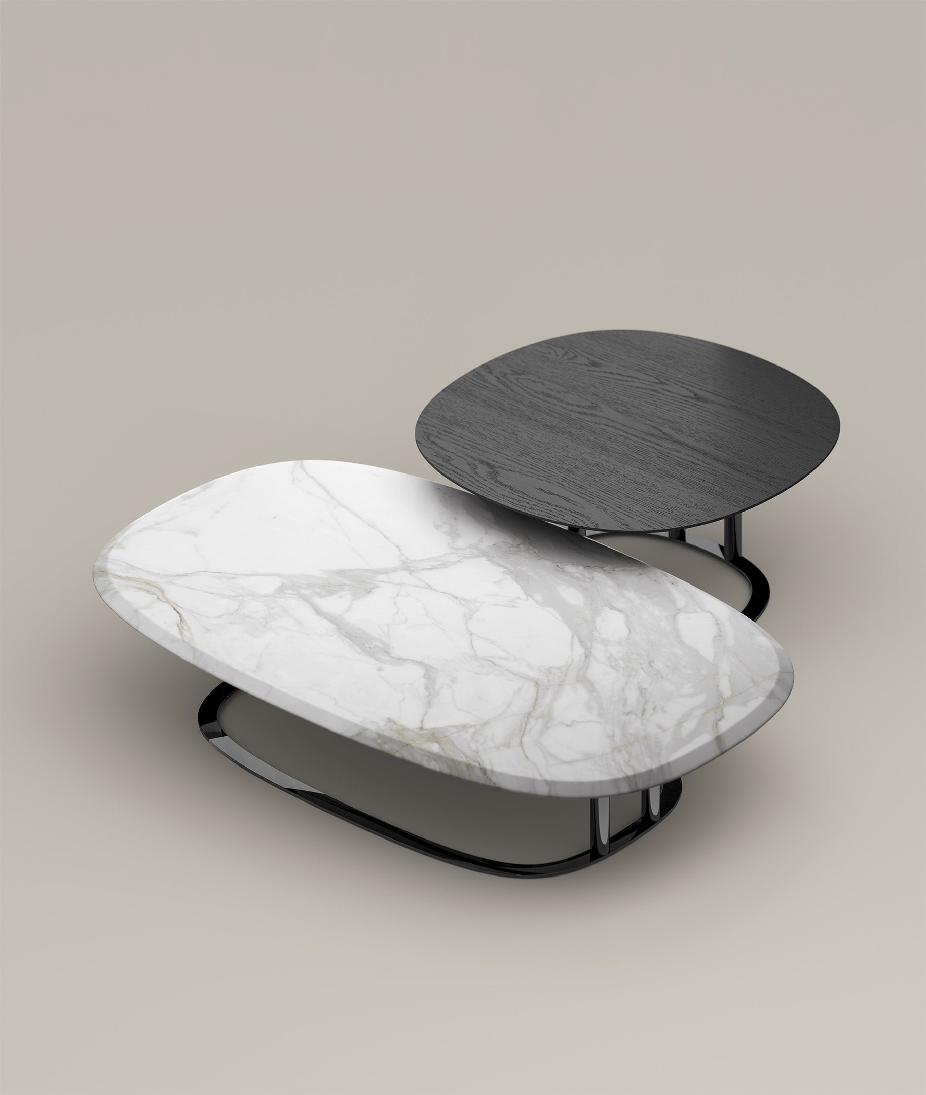 ISABEY Low coffee table with ceramic or wooden top