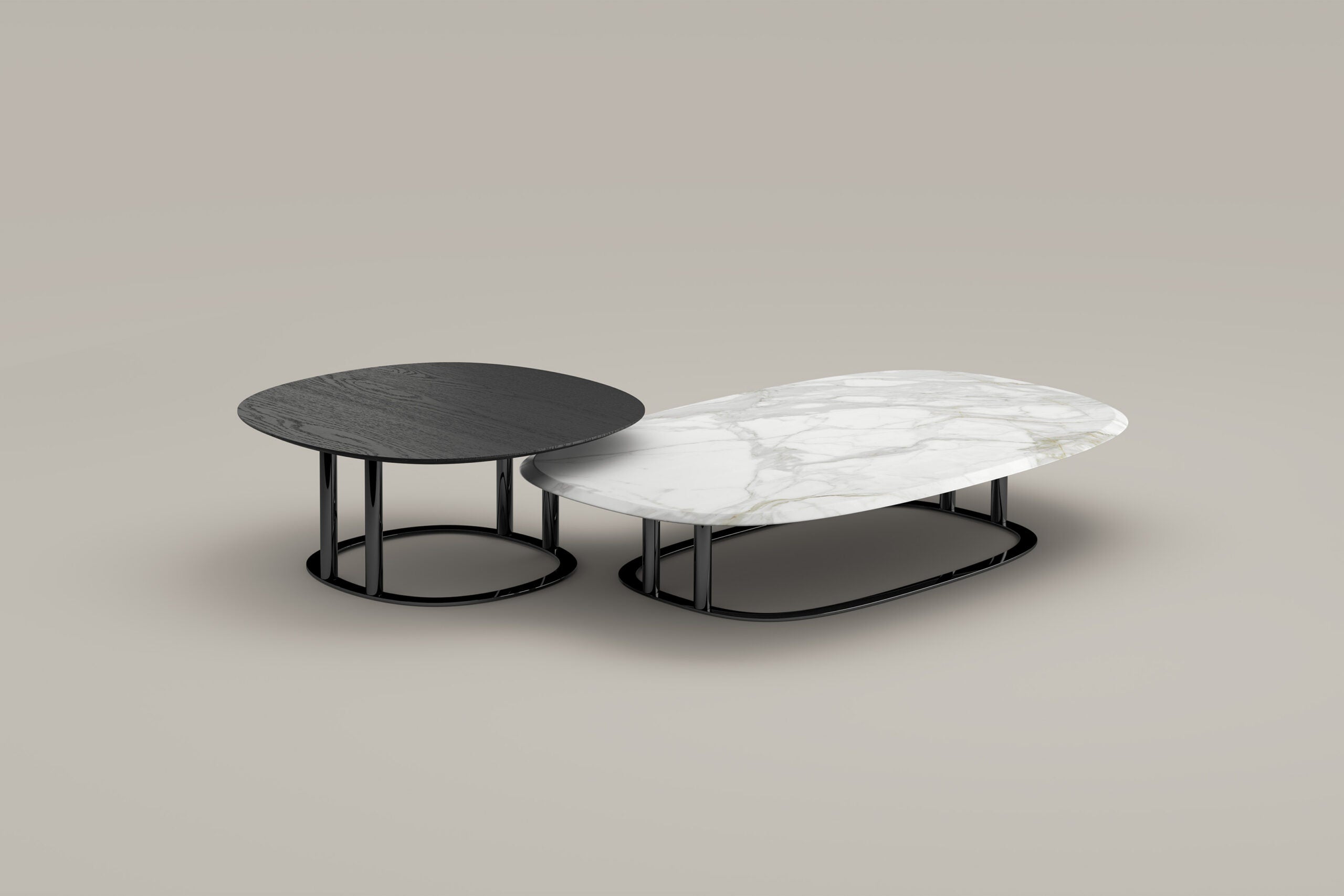ISABEY Low coffee table with ceramic or wooden top