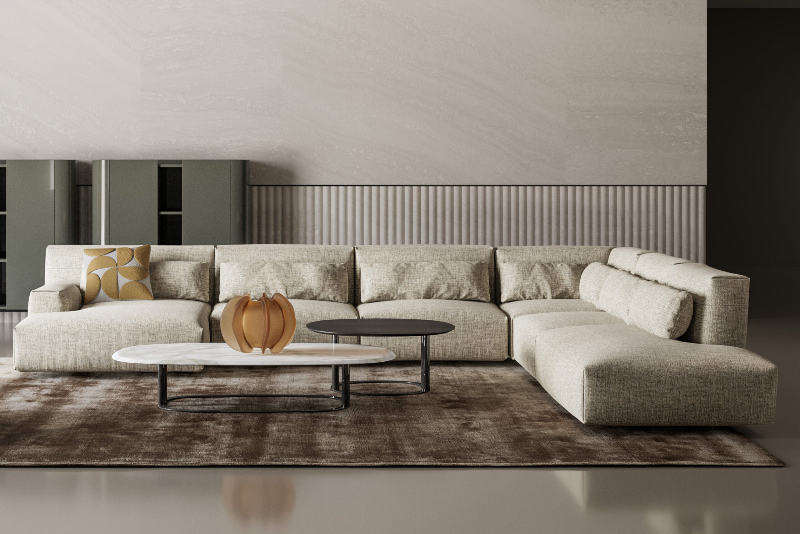 ISABEY Low coffee table with ceramic or wooden top