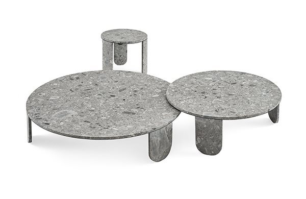 CLEMO Round travertine coffee table