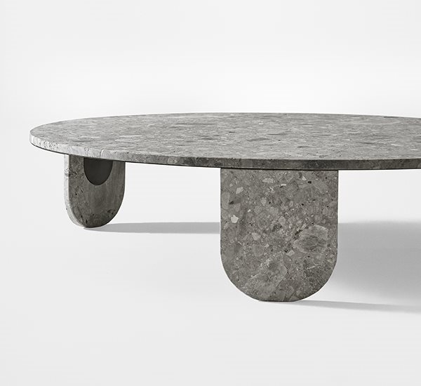CLEMO Round travertine coffee table