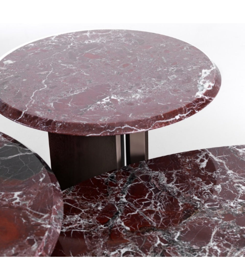 Clover Red Levanto Marble Coffee Table With Canaletto Walnut Base