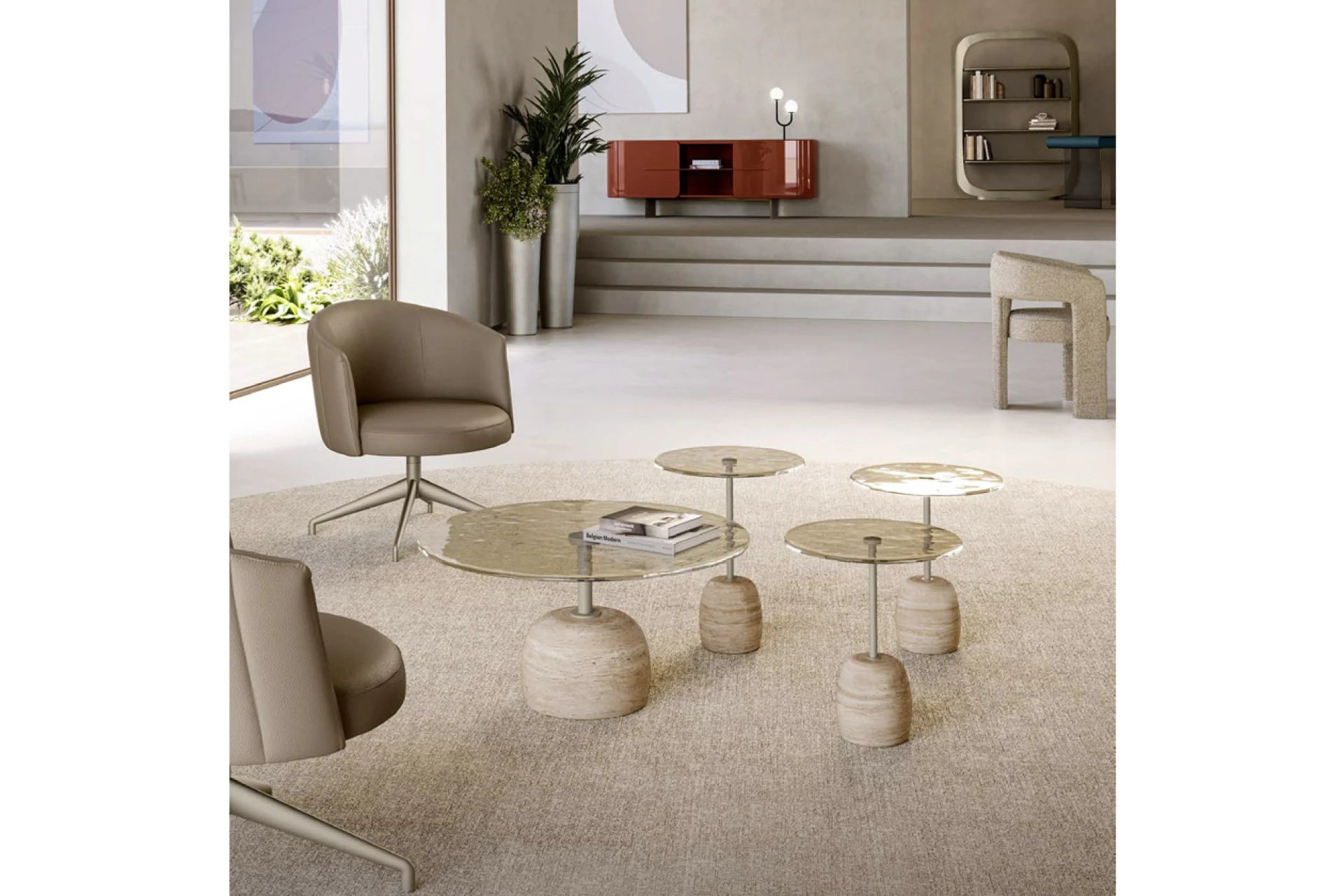 SIR Round glass coffee table