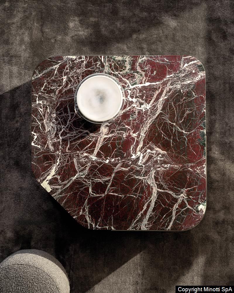 DIAGRAMMA Verde Lepanto marble and stainless steel coffee table with storage space