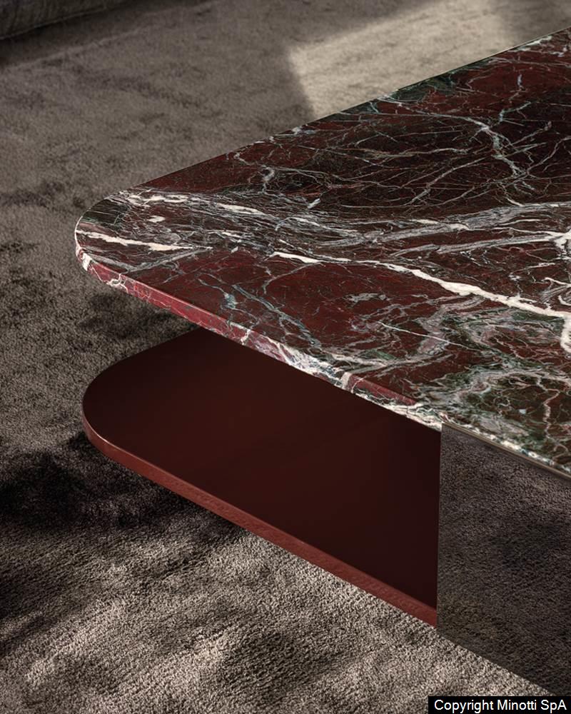 DIAGRAMMA Verde Lepanto marble and stainless steel coffee table with storage space